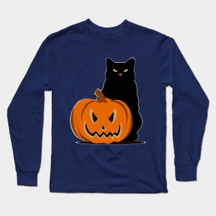 Black cat and pumpkin Long Sleeve T-Shirt